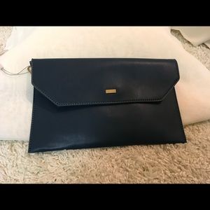 Black leather clutch